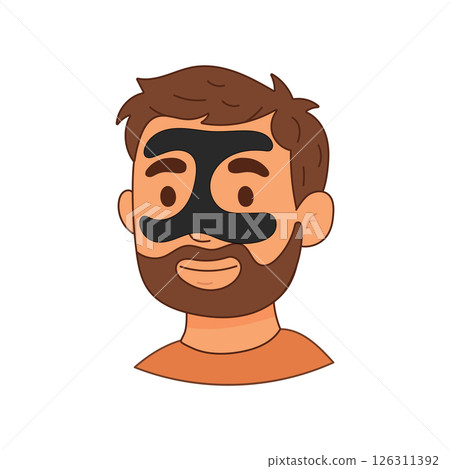 Bearded man using charcoal face mask for pore cleansing 126311392
