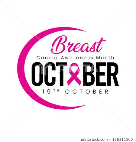 Breast Cancer Awareness Month - October 19th Design with Pink Ribbon Breast Cancer Awareness Month - October 19th Design with Pink Ribbon 126311560