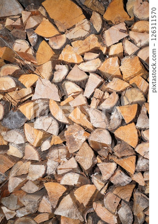 Shelf full of firewood Shelf full of firewood 126311570