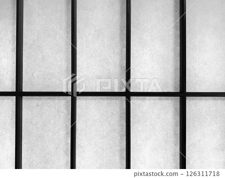 A simple Japanese shoji screen. Close-up. Black and white. A simple Japanese shoji screen. Close-up. Black and white. 126311718