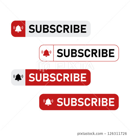 Subscribe Button Vector Set with Notification Bell 126311726