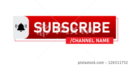 Subscribe Button Vector Template with Notification Bell and Channel Name Subscribe Button Vector Template with Notification Bell and Channel Name 126311732