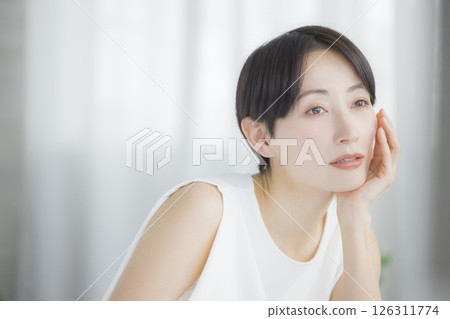 A woman who feels moisturized A woman who feels moisturized 126311774