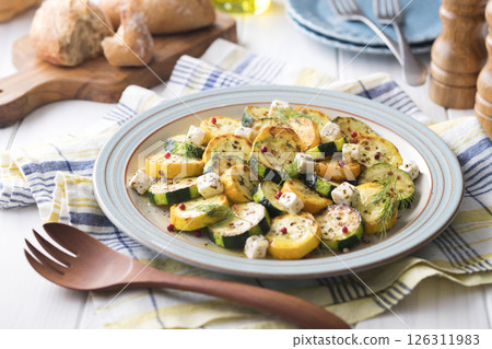 Grilled zucchini salad 126311983