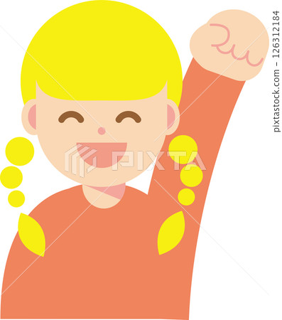 微笑的女人舉起拳頭的圖標 微笑的女人舉起拳頭的圖標 126312184