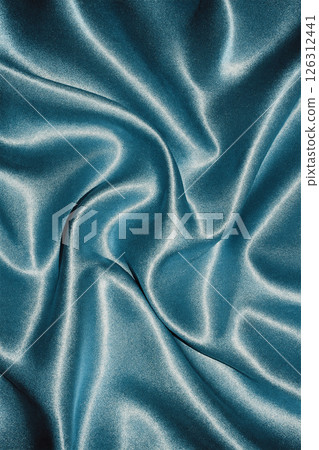 閃亮的藍色緞紋織物皺紋紋理背景材質 126312441