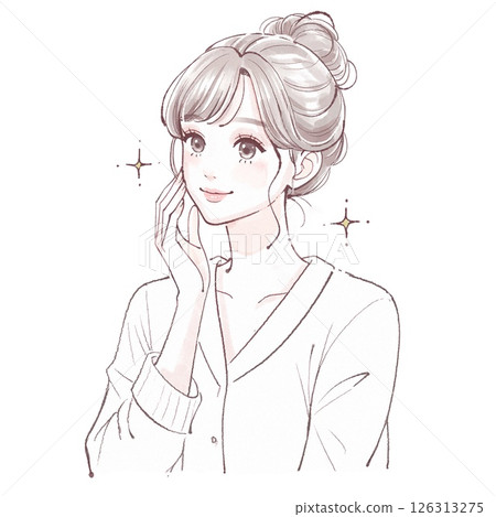 Illustration of a woman with beautiful healthy skin 126313275