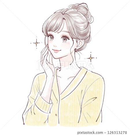 Illustration of a woman with beautiful healthy skin 126313278