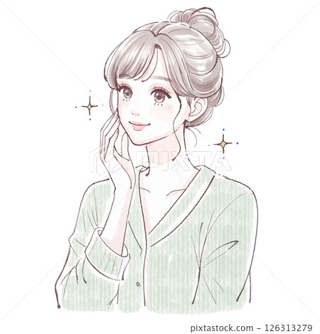 一位擁有美麗健康肌膚的女性的插圖 126313279