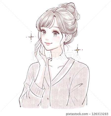 一位擁有美麗健康肌膚的女性的插圖 126313283