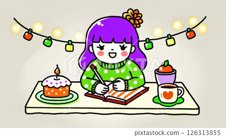 A stylish anime girl with headphones Bold Toon  126313855