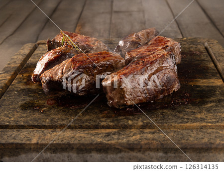 Slices of grilled steak 126314135