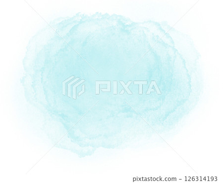 Bright aqua watercolor patch with soft edges. Versatile design element suitable for illustrations, backgrounds, collages, presentations 126314193