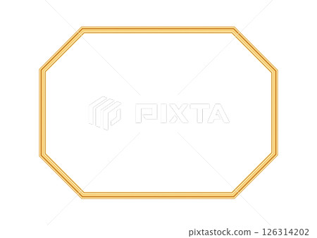 Gold shiny vintage rectangle beveled frame. Golden luxury realistic rectangle border, object mockup for certificate, award, stamp, vignette, greeting card, various design. Vector illustration 126314202