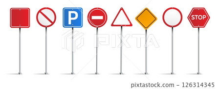 Road warning sign set 126314345
