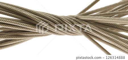 beige rope coiled and intertwined isolated 3d 126314888