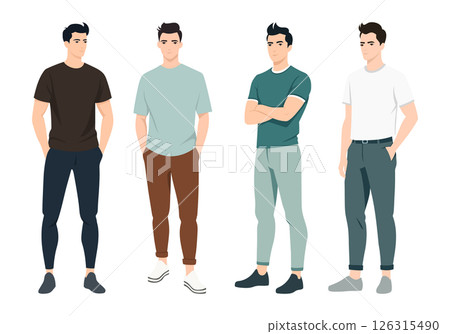 Stylish Men in Different Outfits. A set of fashionable men dressed in various outfits, including casual, formal, and street-style looks. Stylish Men in Different Outfits. A set of fashionable men dressed in various outfits, including casual, formal, and street-style looks. 126315490