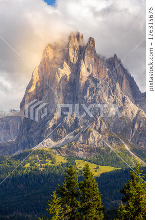 Seiser Alm, Dolomites in Italian Alps. Sassolungo Seiser Alm, Dolomites in Italian Alps. Sassolungo 126315676