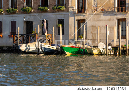 Venice, Italy boats parked, Grand canal 126315684