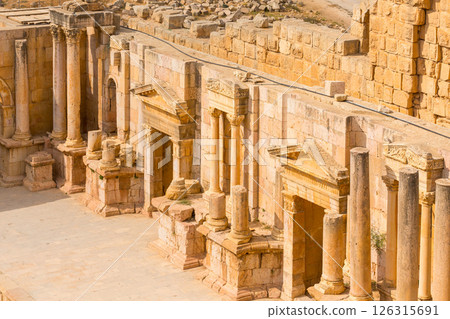 Amphitheater South Theatre in Jerash, Jordan 126315691
