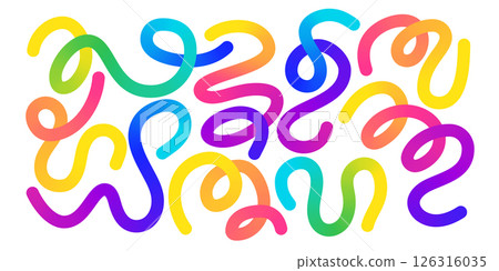 Sinuous twisting rainbow shapes - looping curvy lines, undulating swirls gradient vivid hues abstract pattern. Dynamic winding snake like organic flowing forms wavy liquid colorful texture. Sinuous twisting rainbow shapes - looping curvy lines, undulating swirls gradient vivid hues abstract pattern. Dynamic winding snake like organic flowing forms wavy liquid colorful texture. 126316035