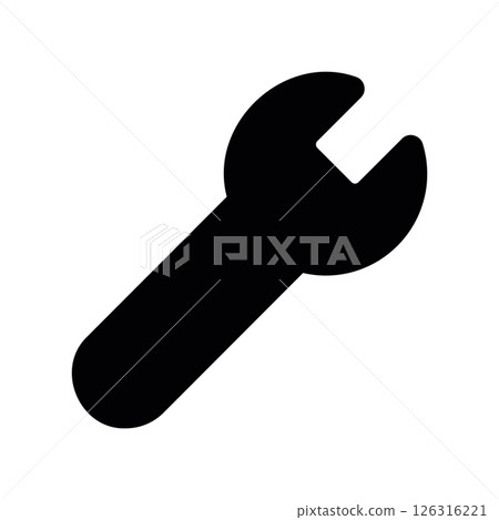 Simple Outline Icon of a Wrench Tool for Repair or Maintenance 126316221