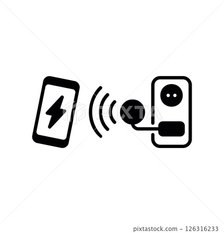Smartphone Receiving Wireless Charge from Outlet with Charger Device 126316233