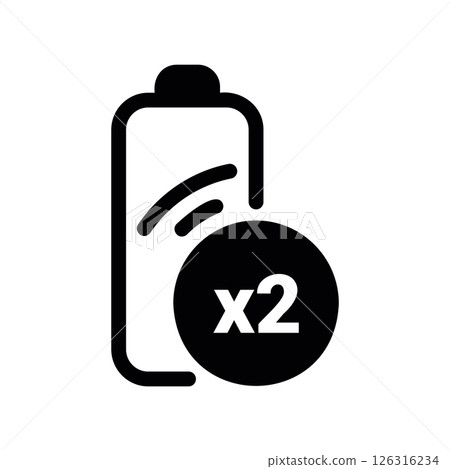 Battery Icon with Double Capacity Symbol for Enhanced Power 126316234