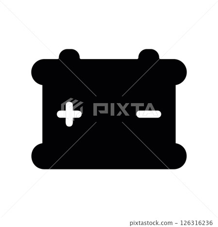 Automotive car battery symbol with terminals indicated 126316236