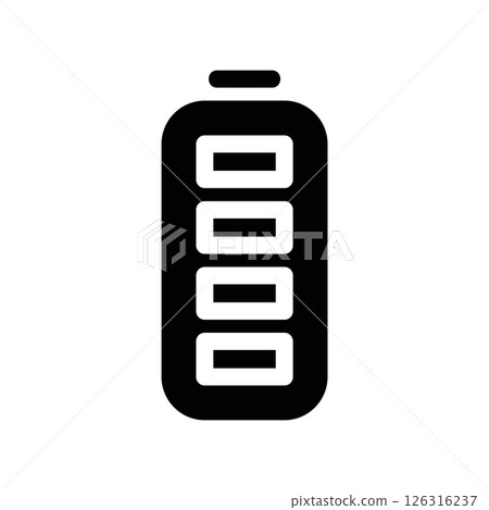 Battery icon with five segments indicating full charge 126316237