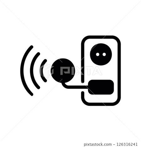 Outlet with Connected Wireless Charging Device and Signal Waves 126316241