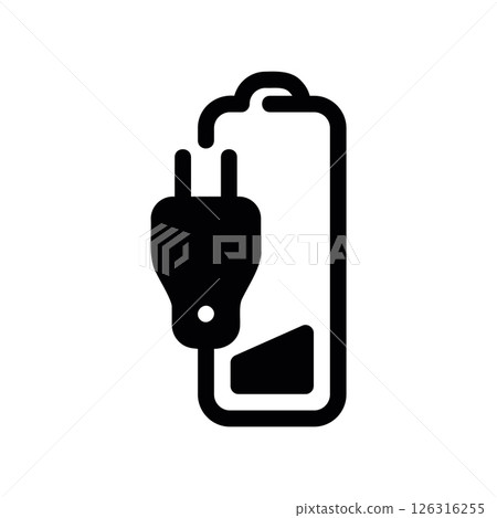 Battery Icon with Plug Symbol Indicating Active Recharging Process 126316255