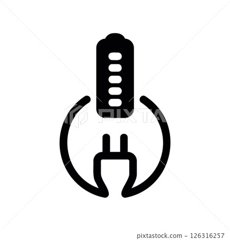 Elegant Battery Plug Icon Symbolizing Charging on White Canvas 126316257