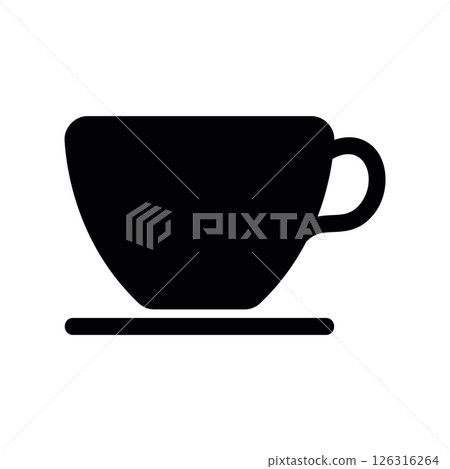 Classic Beverage Cup with Handle Resting Neatly on its Saucer Icon Classic Beverage Cup with Handle Resting Neatly on its Saucer Icon 126316264