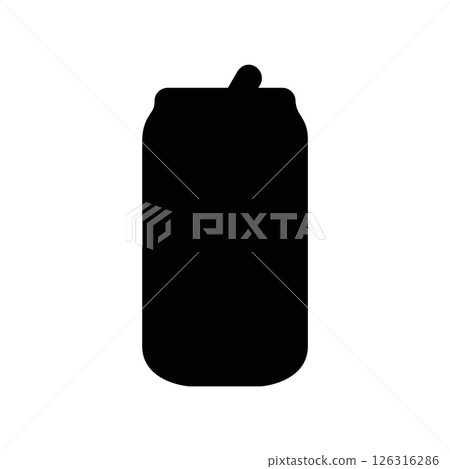 Solid Black Silhouette of a Beverage Can with Pull Tab Detail Solid Black Silhouette of a Beverage Can with Pull Tab Detail 126316286