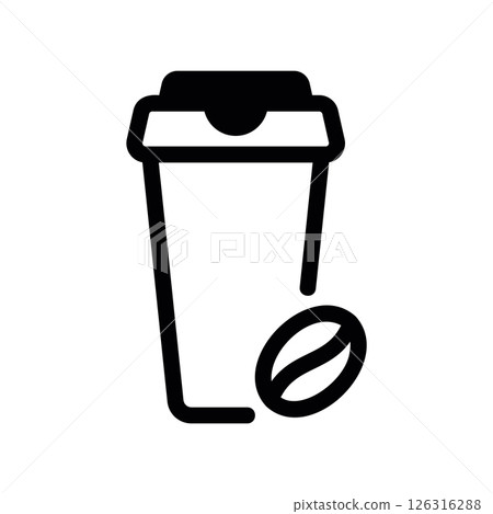Monochromatic Travel Mug for Hot Drinks with Coffee Bean Symbol Monochromatic Travel Mug for Hot Drinks with Coffee Bean Symbol 126316288