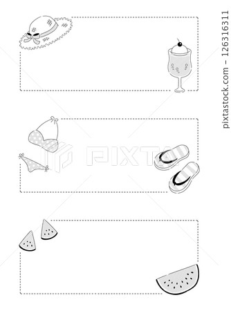 A set of simple and natural summer item frames: monochrome, transparent, rectangular, horizontal, 3 types A set of simple and natural summer item frames: monochrome, transparent, rectangular, horizontal, 3 types 126316311