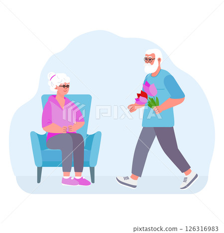 Elderly Couple Valentine's day Romantic Holiday Elderly Couple Valentine's day Romantic Holiday 126316983