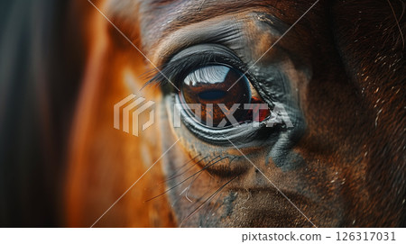 Close-up of horse eyes, ophthalmic disease diagnosis 126317031