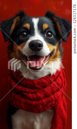 happy puppy dog character, banner with copy space 126317176