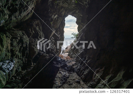 View of the ocean from the cave of Udo Shrine in Miyazaki 126317401
