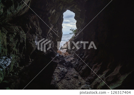 View of the ocean from the cave of Udo Shrine in Miyazaki 126317404
