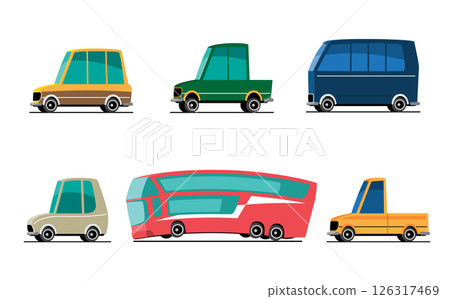 Colorful Vehicles Set in Flat Style 126317469
