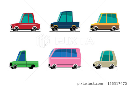Colorful Vehicles Set in Flat Style 126317470