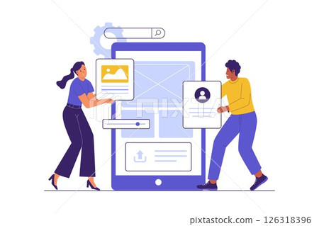 Flat Illustration of UI UX Design Collaboration for Mobile App 126318396
