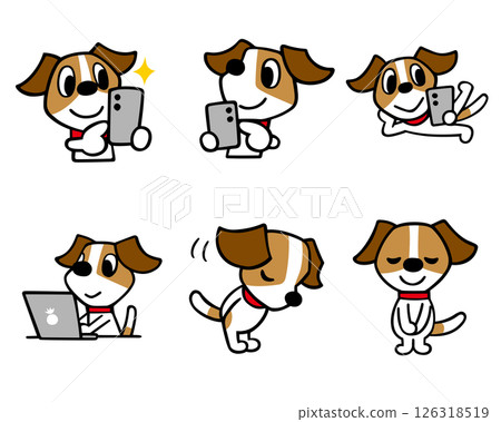 傑克羅素梗犬角色集 11（智慧型手機、電腦、鞠躬等） 126318519