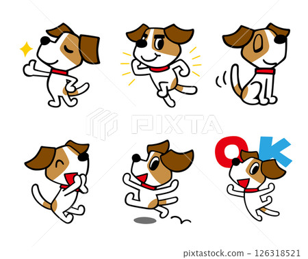 Jack Russell Terrier Dog Character Set 13 (Like, Sit, OK, etc.) 126318521