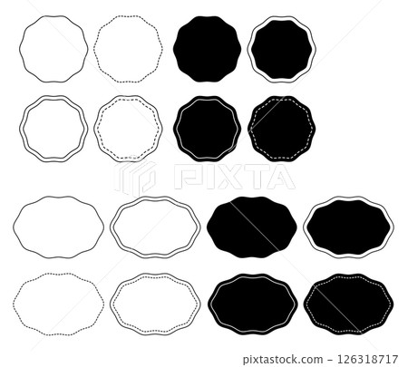 Set of black and white circular label-style frames 126318717