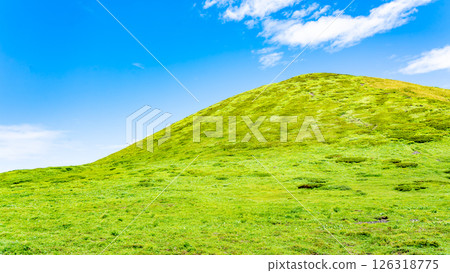 A refreshing blue sky and Mt. Akita Komagatake in summer A refreshing blue sky and Mt. Akita Komagatake in summer 126318775