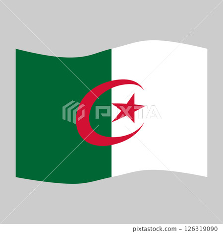 Waving flag of Algeria, national symbol 126319090